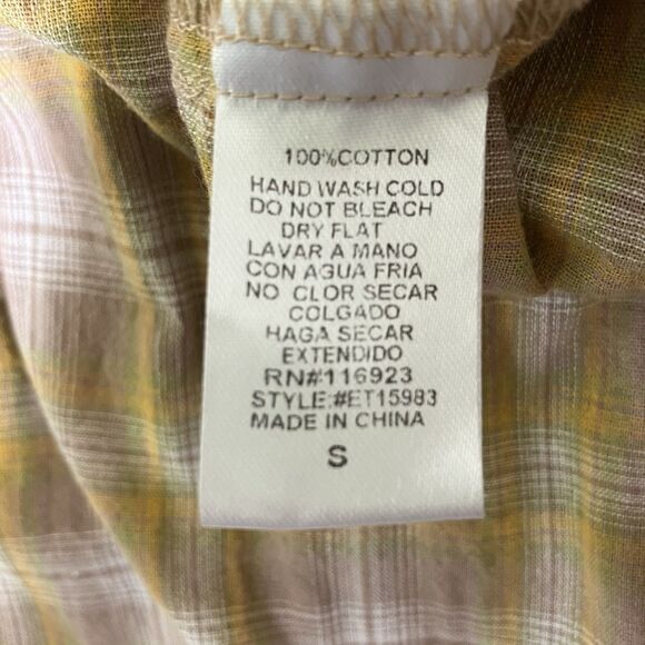 Easel Oversized Plaid Pullover Shirt Womens S Raw Hem Distressed Boho Hippie - Picture 3 of 12